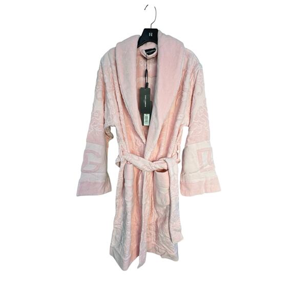 Dolce & Gabbana NWT Terry Cotton Jacquard Bath Robe in Pink Size XS - Picture 3 of 11